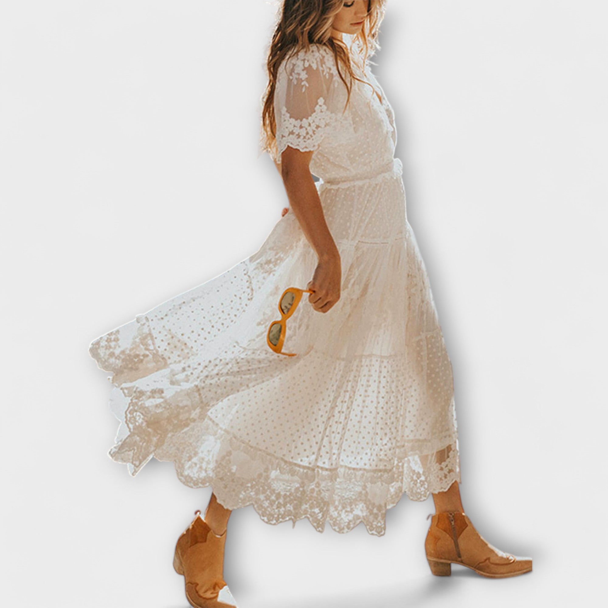 Helena - Robe midi Lacey avec décolleté en V